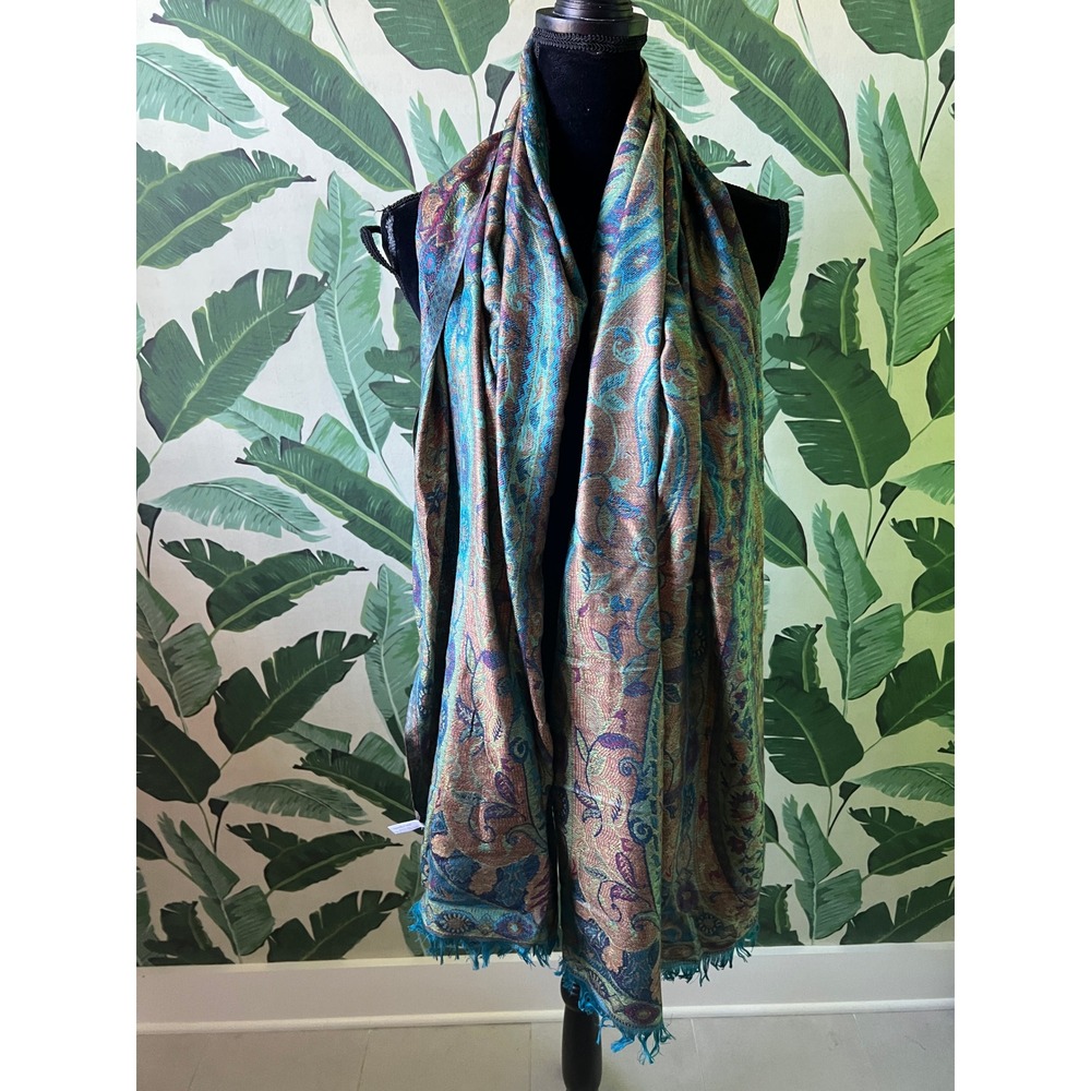 Naturally Knotty Paisley Silk Scarf Women OS Teal Multi